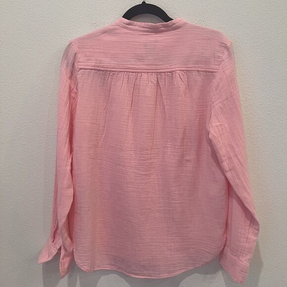 Gap Shirt Womens Small Pink Long Sleeve Gauze Button Front Cotton Blouse Boho - Picture 3 of 6